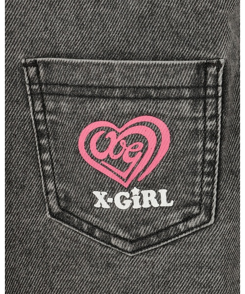 X-girl Stages（エックスガールステージス）の「MIXロゴデニムジャンパースカート（ジャンパースカート・キッズ・ブルー/ブラック・130cm/140cm/120cm/80ｃｍ/110cm/100cm/90cm）」の6枚目の写真