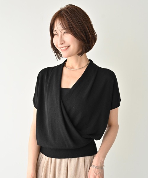 Ehre style(エーレスタイル)の「首元を変える印象まで変わるお仕事トップス(ニット/セーター・レディース・ホワイト/ブラック/ブルー/ライトグリーン系1・FREE)」の18枚目の写真