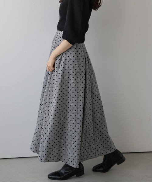 AMELY(エミリー)の「ドット柄 Aライン ツイード調プリーツスカート(スカート・レディース・ブラウン/グレー・フリー)」の5枚目の写真