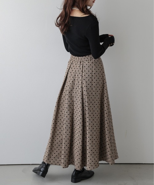 AMELY(エミリー)の「ドット柄 Aライン ツイード調プリーツスカート(スカート・レディース・ブラウン/グレー・フリー)」の12枚目の写真