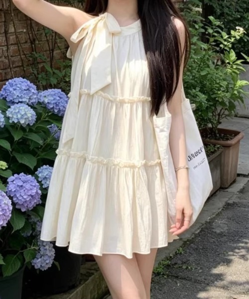 ｔｏｌｅｎｅ（トレネ）の「ビッグリボン アメスリ風 ティアードミニワンピース（ワンピース・レディース・オフホワイト・FREE）」の14枚目の写真