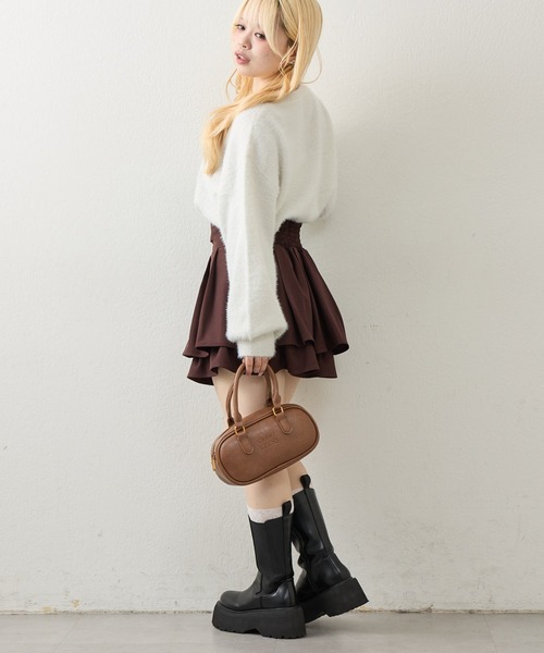 continuer de NICE CLAUP(コンティニューデナイスクラップ)の「ラメフェザーキルトロゴニット(ニット/セーター・レディース・オフホワイト/ピンク/ブラック/グレイッシュベージュ・FREE)」の8枚目の写真