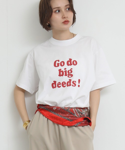 Re Fiina（フィーナ）の「メッセージロゴTシャツ（Tシャツ/カットソー・レディース・レッド/オフホワイト・FREE）」の13枚目の写真