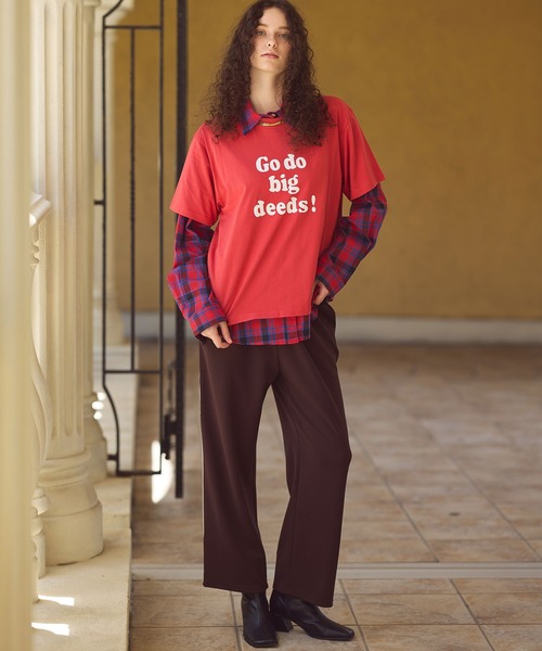 Re Fiina（フィーナ）の「メッセージロゴTシャツ（Tシャツ/カットソー・レディース・レッド/オフホワイト・FREE）」の14枚目の写真