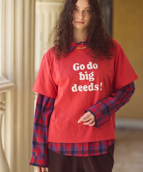 Re Fiina（フィーナ）の「メッセージロゴTシャツ（Tシャツ/カットソー・レディース・レッド/オフホワイト・FREE）」の15枚目の写真