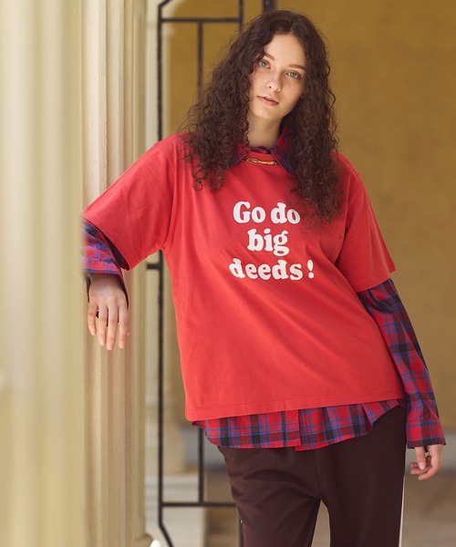 Re Fiina（フィーナ）の「メッセージロゴTシャツ（Tシャツ/カットソー・レディース・レッド/オフホワイト・FREE）」の16枚目の写真