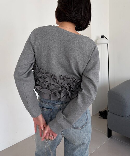 CAPRICIEUX LE'MAGE(カプリシューレマージュ)の「ドッキングフリルダンボールカーディガン(Tシャツ/カットソー・レディース・ブラウン/グレー/オフホワイト・FREE)」の17枚目の写真