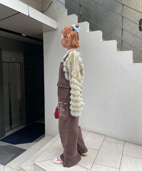 HELLO.SANFRANCISCO(ハローサンフランシスコ)の「【HELLO.SANFRANCISCO/ハローサンフランシスコ】ロゴプリントフリルオーバーオール(サロペット/オーバーオール・レディース・ブラウン/ネイビー・ONE SIZE)」の7枚目の写真