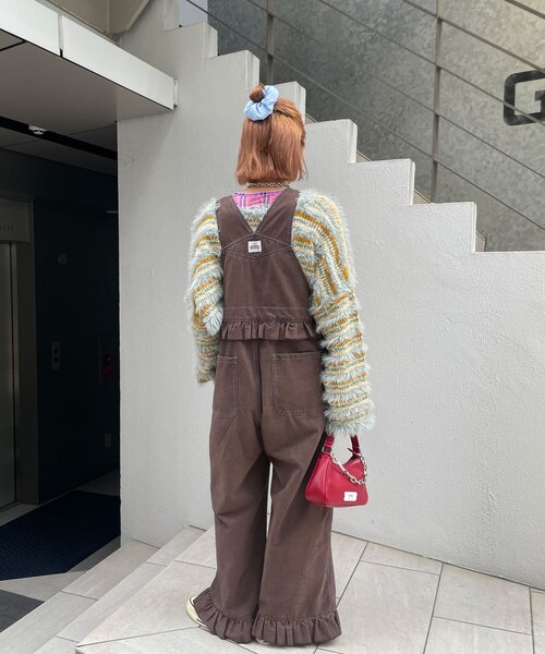 HELLO.SANFRANCISCO(ハローサンフランシスコ)の「【HELLO.SANFRANCISCO/ハローサンフランシスコ】ロゴプリントフリルオーバーオール(サロペット/オーバーオール・レディース・ブラウン/ネイビー・ONE SIZE)」の8枚目の写真