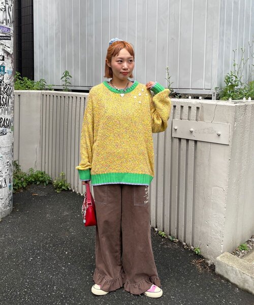 HELLO.SANFRANCISCO(ハローサンフランシスコ)の「【HELLO.SANFRANCISCO/ハローサンフランシスコ】ロゴプリントフリルオーバーオール(サロペット/オーバーオール・レディース・ブラウン/ネイビー・ONE SIZE)」の15枚目の写真