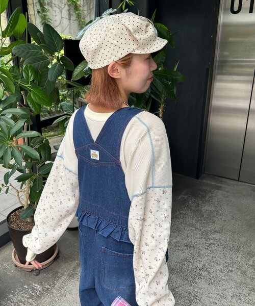 HELLO.SANFRANCISCO(ハローサンフランシスコ)の「【HELLO.SANFRANCISCO/ハローサンフランシスコ】ロゴプリントフリルオーバーオール(サロペット/オーバーオール・レディース・ブラウン/ネイビー・ONE SIZE)」の20枚目の写真