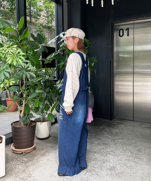 HELLO.SANFRANCISCO(ハローサンフランシスコ)の「【HELLO.SANFRANCISCO/ハローサンフランシスコ】ロゴプリントフリルオーバーオール(サロペット/オーバーオール・レディース・ブラウン/ネイビー・ONE SIZE)」の22枚目の写真