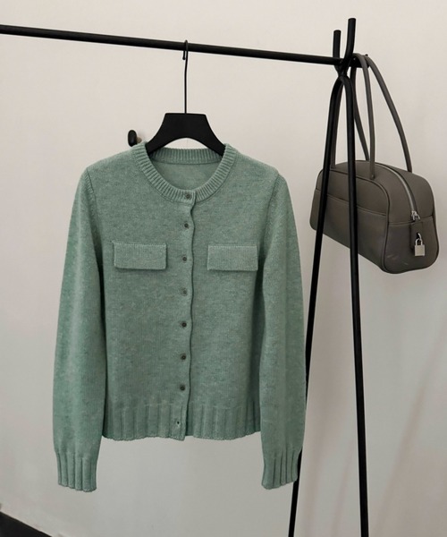 CHUN CHUN NOTES(チュンチュンノーツ)の「26AW/ウール混 ダブルポケットクルーネックニットカーディガン(カーディガン/ボレロ・レディース・グレー/グリーン・M)」の9枚目の写真