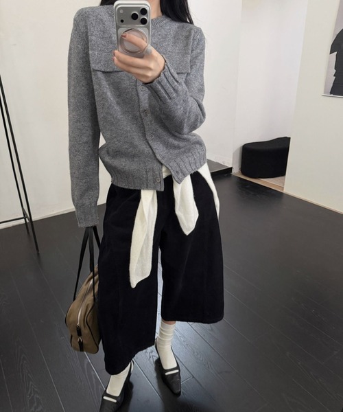 CHUN CHUN NOTES(チュンチュンノーツ)の「26AW/ウール混 ダブルポケットクルーネックニットカーディガン(カーディガン/ボレロ・レディース・グレー/グリーン・M)」の17枚目の写真