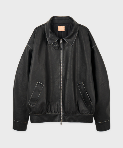 SINOON(シヌーン)の「Shirred Leather Blouson Jacket (Black)(テーラードジャケット・レディース・ブラック・FREE)」の4枚目の写真