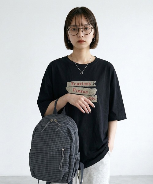 CRB(シーアールビー)の「チェック柄2WAYリュックサック(バックパック/リュック・レディース・ブラウン/カーキ/アイボリー/グレー/ブラック・F)」の13枚目の写真