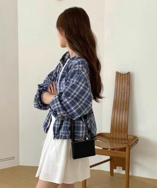 GEMEDA（ジェメダ）の「チェック柄ジップアップアウター（その他アウター・レディース・ブルー/ブラック・M）」の13枚目の写真