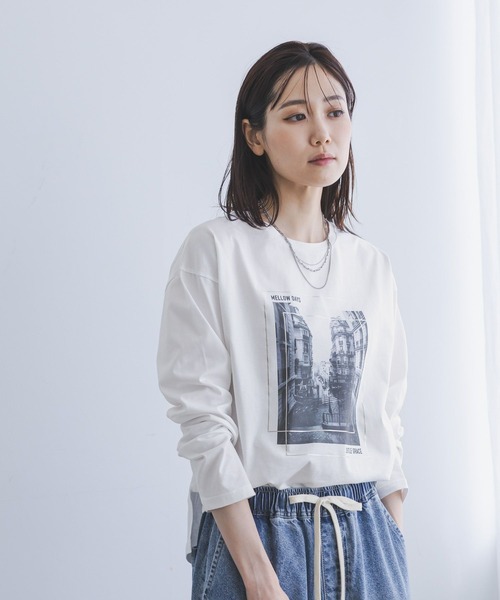 GLOBAL WORK(グローバルワーク)の「リッチクリーンプリントロンT/1066927(Tシャツ/カットソー・レディース・ホワイト系5/ホワイト系7/ホワイト系6・SMALL/MEDIUM/LARGE)」の7枚目の写真