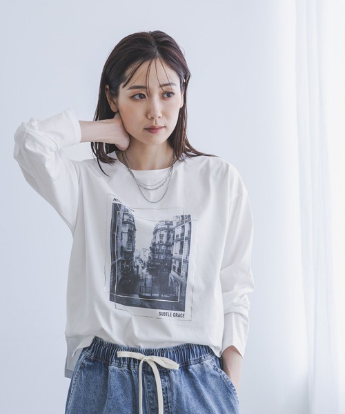 GLOBAL WORK(グローバルワーク)の「リッチクリーンプリントロンT/1066927(Tシャツ/カットソー・レディース・ホワイト系5/ホワイト系7/ホワイト系6・SMALL/MEDIUM/LARGE)」の8枚目の写真