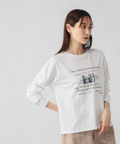 GLOBAL WORK(グローバルワーク)の「リッチクリーンプリントロンT/1066927(Tシャツ/カットソー・レディース・ホワイト系5/ホワイト系7/ホワイト系6・SMALL/MEDIUM/LARGE)」の22枚目の写真