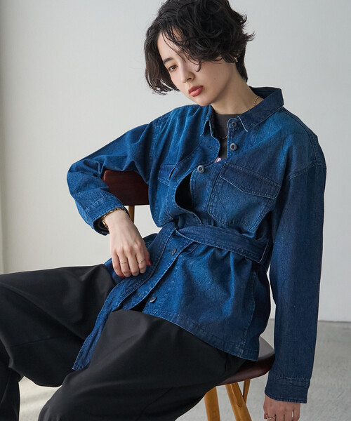 FREAK'S STORE(フリークスストア)の「RED KAP/レッドキャップ ベルト付き キルトサファリジャケット(その他アウター・レディース・ネイビー/ブラック・フリ-)」の3枚目の写真