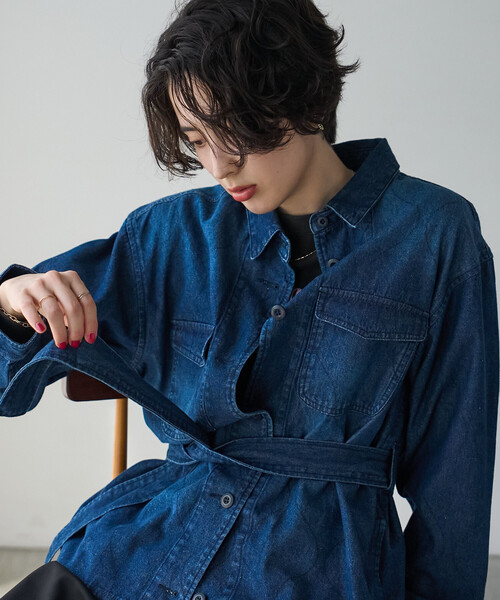 FREAK'S STORE(フリークスストア)の「RED KAP/レッドキャップ ベルト付き キルトサファリジャケット(その他アウター・レディース・ネイビー/ブラック・フリ-)」の6枚目の写真