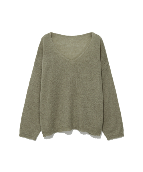 MOAA(モア)の「Sheer Loose V-Neck Knit (Oat Beige)(ニット/セーター・レディース・その他・FREE)」の1枚目の写真