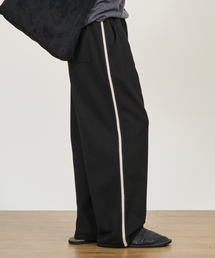 ワッフルサイドライントラックパンツ (BLACK)