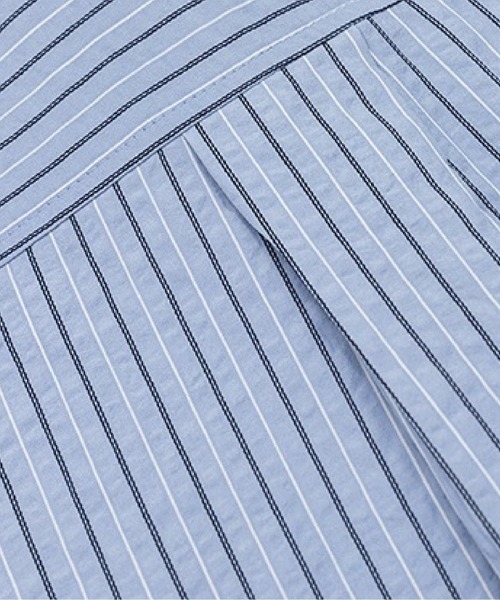 U:UME（ユーム）の「Striped Contrast Trim Pocket Shirt（シャツ/ブラウス・メンズ・アイボリー/ブルー・XX-LARGE/X-LARGE/LARGE/MEDIUM）」の6枚目の写真