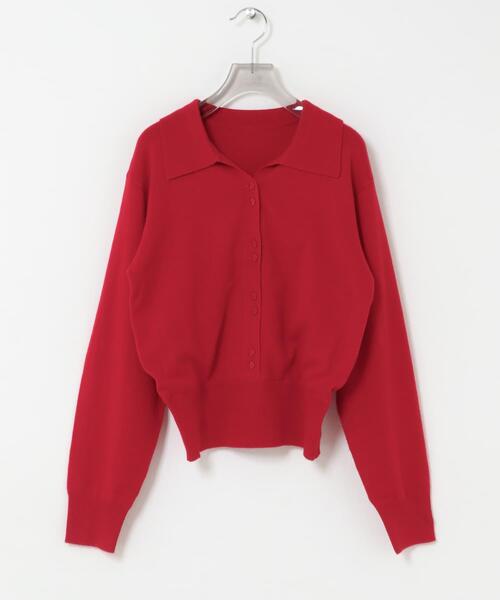 crinkle crinkle crinkle（クリンクルクリンクルクリンクル）の「crinkle crinkle crinkle　SLOW OFF KNIT TOP（ニット/セーター・レディース・レッド・FREE）」の2枚目の写真