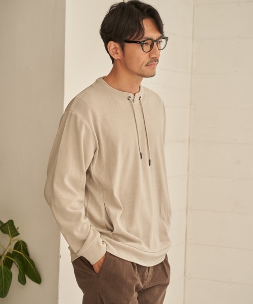ikka(イッカ)の「GOKU楽モールルーイカラー(スウェット・メンズ・チャコール/ブラック/ベージュ/サックスブルー/ワイン・XL/L/M)」の3枚目の写真
