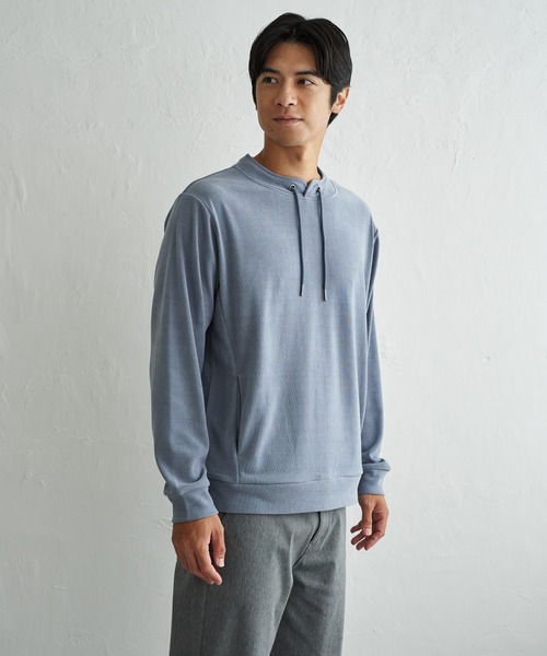 ikka(イッカ)の「GOKU楽モールルーイカラー(スウェット・メンズ・チャコール/ブラック/ベージュ/サックスブルー/ワイン・XL/L/M)」の4枚目の写真