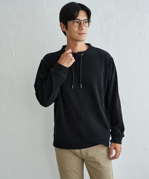 ikka(イッカ)の「GOKU楽モールルーイカラー(スウェット・メンズ・チャコール/ブラック/ベージュ/サックスブルー/ワイン・XL/L/M)」の1枚目の写真