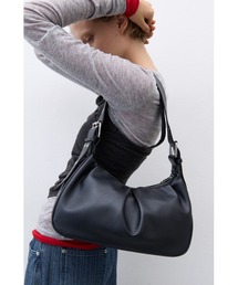 ワンタックワイドハンドルバッグ / フェイクレザーショルダーバッグ / 500mlペットボトル収納可能