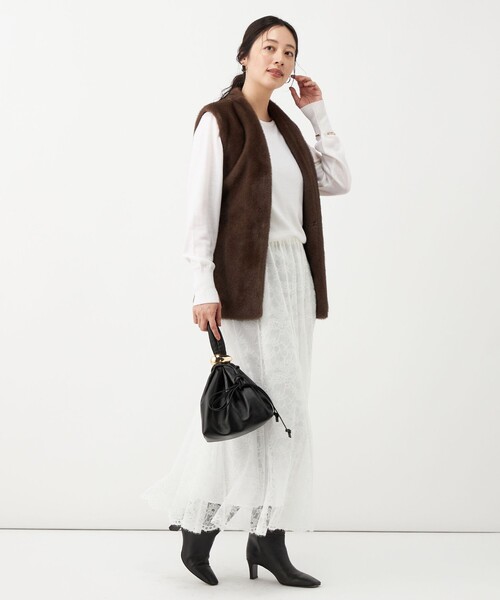 NOLLEY’S(ノーリーズ)の「【WEB&一部店舗限定カラー】ウォッシャブル総レースマチスカート(スカート・レディース・ネイビー/ホワイト・38/36)」の7枚目の写真