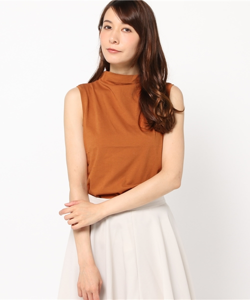 NATURAL BEAUTY BASIC（ナチュラルビューティーベーシック）の「強撚ボトルネックノースリプルオーバー（Tシャツ/カットソー・レディース・ブラック/ホワイト系その他/ブラウン・MEDIUM）」の3枚目の写真