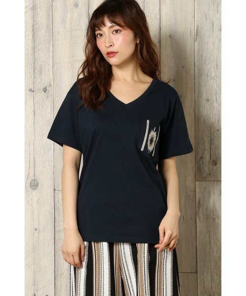 VENCEEXCHANGE（ヴァンスエクスチェンジ）の「シルケットオルテガ柄刺繍Ｔ（Tシャツ/カットソー・レディース・ブラック/オリーブ/ネイビー/その他35/オフホワイト/その他21・MEDIUM）」の5枚目の写真