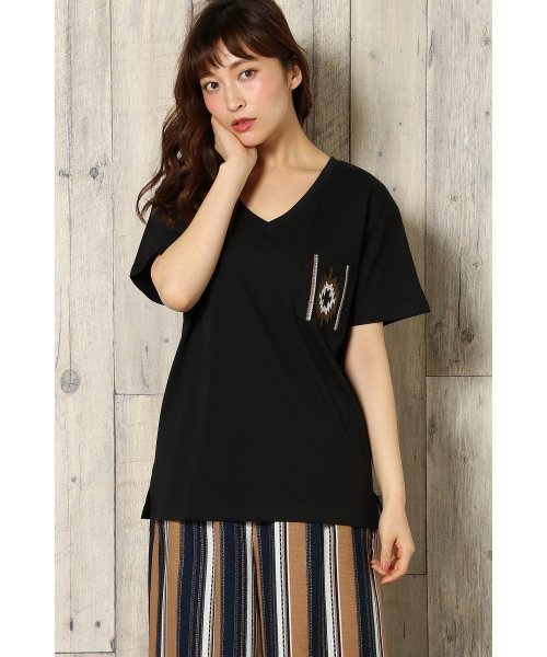 VENCEEXCHANGE（ヴァンスエクスチェンジ）の「シルケットオルテガ柄刺繍Ｔ（Tシャツ/カットソー・レディース・ブラック/オリーブ/ネイビー/その他35/オフホワイト/その他21・MEDIUM）」の3枚目の写真