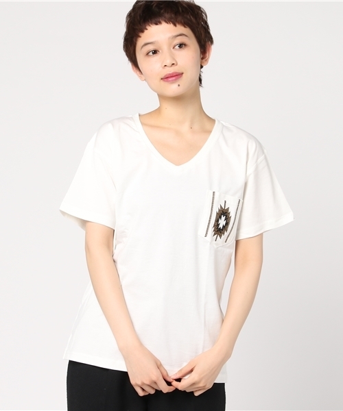 VENCEEXCHANGE（ヴァンスエクスチェンジ）の「シルケットオルテガ柄刺繍Ｔ（Tシャツ/カットソー・レディース・ブラック/オリーブ/ネイビー/その他35/オフホワイト/その他21・MEDIUM）」の14枚目の写真