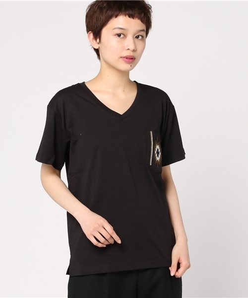 VENCEEXCHANGE（ヴァンスエクスチェンジ）の「シルケットオルテガ柄刺繍Ｔ（Tシャツ/カットソー・レディース・ブラック/オリーブ/ネイビー/その他35/オフホワイト/その他21・MEDIUM）」の15枚目の写真