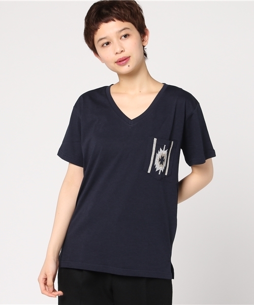 VENCEEXCHANGE（ヴァンスエクスチェンジ）の「シルケットオルテガ柄刺繍Ｔ（Tシャツ/カットソー・レディース・ブラック/オリーブ/ネイビー/その他35/オフホワイト/その他21・MEDIUM）」の17枚目の写真