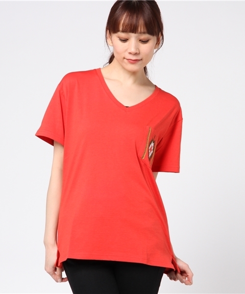 VENCEEXCHANGE（ヴァンスエクスチェンジ）の「シルケットオルテガ柄刺繍Ｔ（Tシャツ/カットソー・レディース・ブラック/オリーブ/ネイビー/その他35/オフホワイト/その他21・MEDIUM）」の18枚目の写真