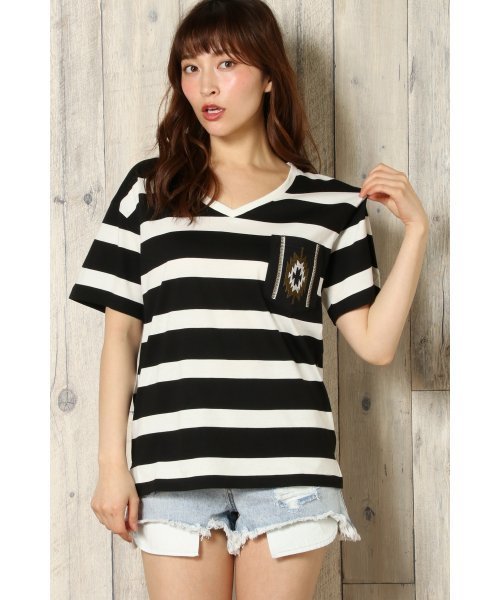 VENCEEXCHANGE（ヴァンスエクスチェンジ）の「シルケットオルテガ柄刺繍Ｔ（Tシャツ/カットソー・レディース・ブラック/オリーブ/ネイビー/その他35/オフホワイト/その他21・MEDIUM）」の20枚目の写真