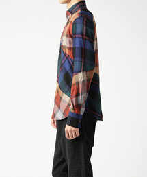 VivienneWestwood MANチェックパッチワークオジークラークシャツ DETAILED CHECK ビッグオジークラークシャツ(ブラック)（メンズ