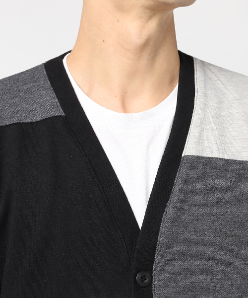 IGNIO(イグニオ)の「異素材切り替えカーディガン(カーディガン/ボレロ・メンズ・トップグレー/ブラック・L/LL/M/S)」の5枚目の写真