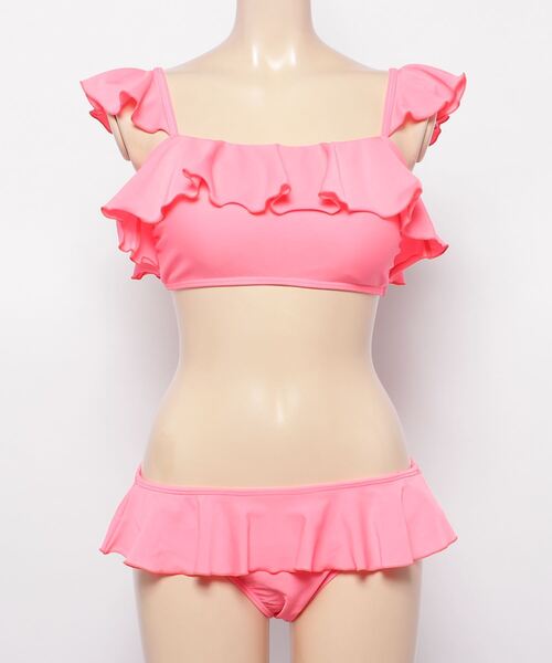 MILKFED.（ミルクフェド）の「RUFFLE BIKINI（水着・レディース・ピンク/ブルー・SMALL/MEDIUM）」の3枚目の写真