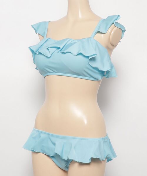 MILKFED.（ミルクフェド）の「RUFFLE BIKINI（水着・レディース・ピンク/ブルー・SMALL/MEDIUM）」の5枚目の写真
