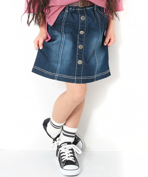 devirock(デビロック)の「フロントボタンデニムスカート(デニムスカート・キッズ・サックスブルー/ネイビー・160cm/100cm/110cm/120cm/130cm/140cm/150cm)」の16枚目の写真
