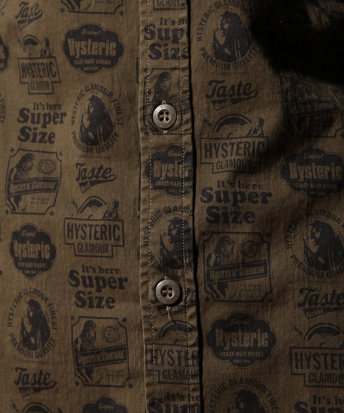 美品 HYSTERIC GLAMOUR 長袖 ミリタリー ロングシャツ HYSTERIC GLAMOUR（ヒステリックグラマー）の「ワッペン付 Sチノ