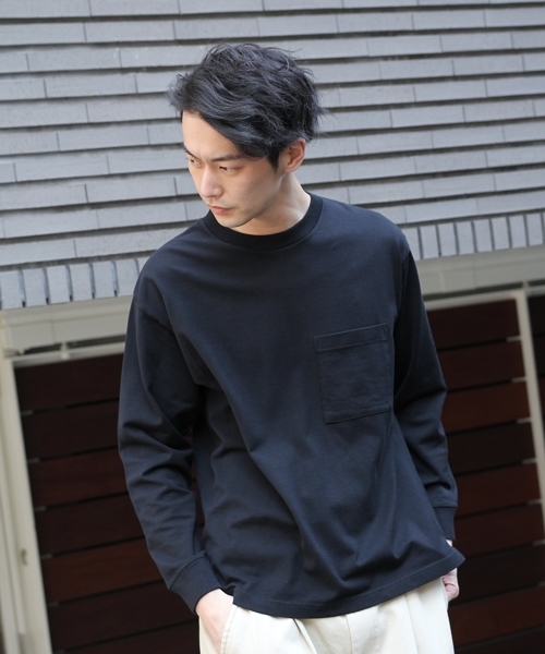 niko and...(ニコアンド)の「NアディコットBIGロングスリーブTシャツ(Tシャツ/カットソー・メンズ・ブルー/ピンク/ブラック/ホワイト・MEDIUM/LARGE)」の3枚目の写真